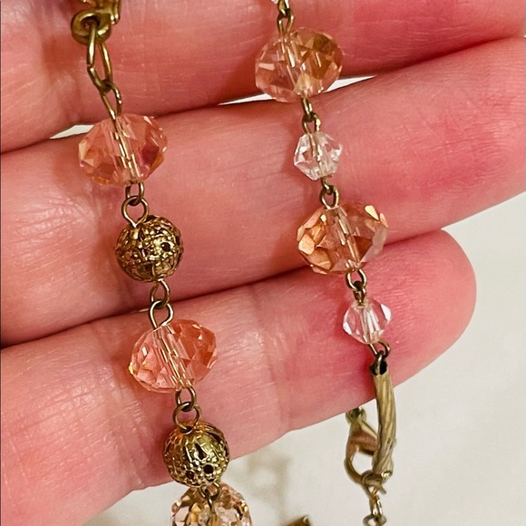 VINTAGE Czech Glass Pink Faceted Beaded Bracelet Jewelry Set - Picture 8 of 9